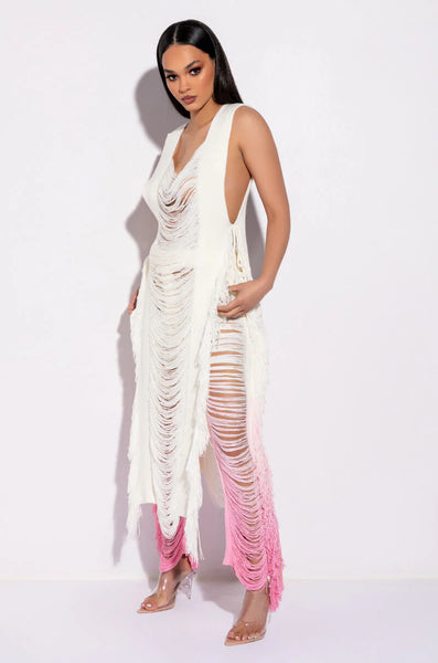 Feelin’ Fringy Distressed Cover Up Pants